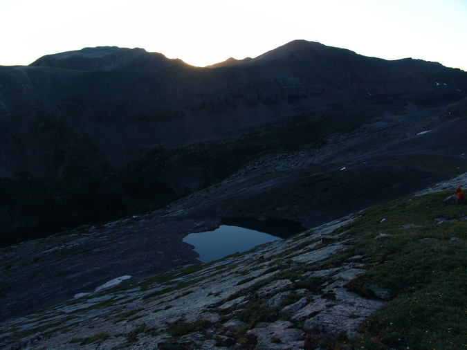 Jeremy watches sunrise over Vestal Lake